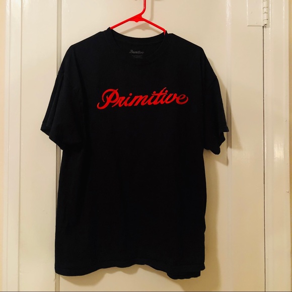 Primitive Skateboarding Nuevo Script T-Shirt Navy Pink Apparel Mens Medium Large